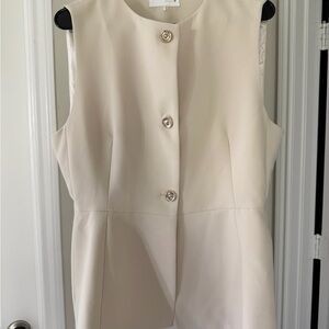 Zara Cream Sleeveless Button-Front Top
